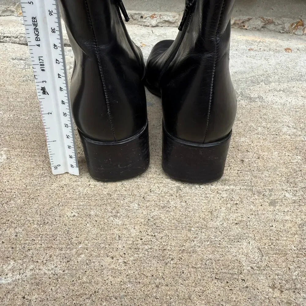 Amalfi Ankle Boots Leather Square Toe 90s Minimalist Women‎ 7 B Black
